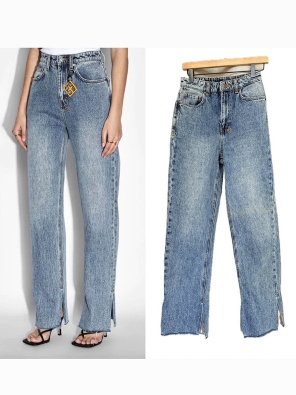 Ksubi Playback Haven Splits Blue High Waist Jeans 25 x 32